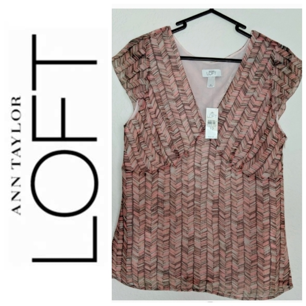 NEW Ann Taylor LOFT Crepe V Neck Blouse 12/L
